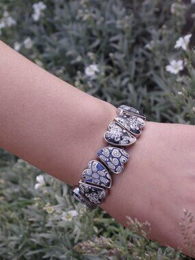 Vintage Italiane Stretch Bracelett Recycled Rubber Mosic Design Nina